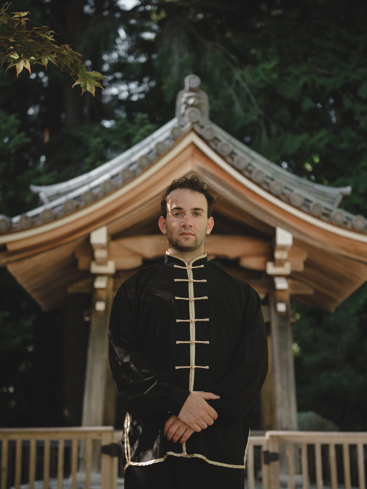 Alexander Litvinoff practicing Chen-style Tai Chi in a Vancouver garden